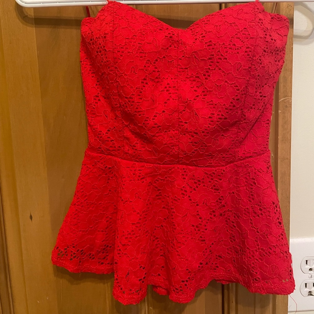 Red floral design tube top ♥️